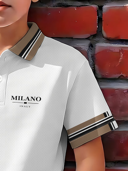 Boys' Summer Breathable Polyester Polo Shirt Casual Style