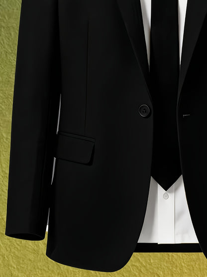 Men's Casual Slim Fit Solid Color Suit Jacket - Lightweight