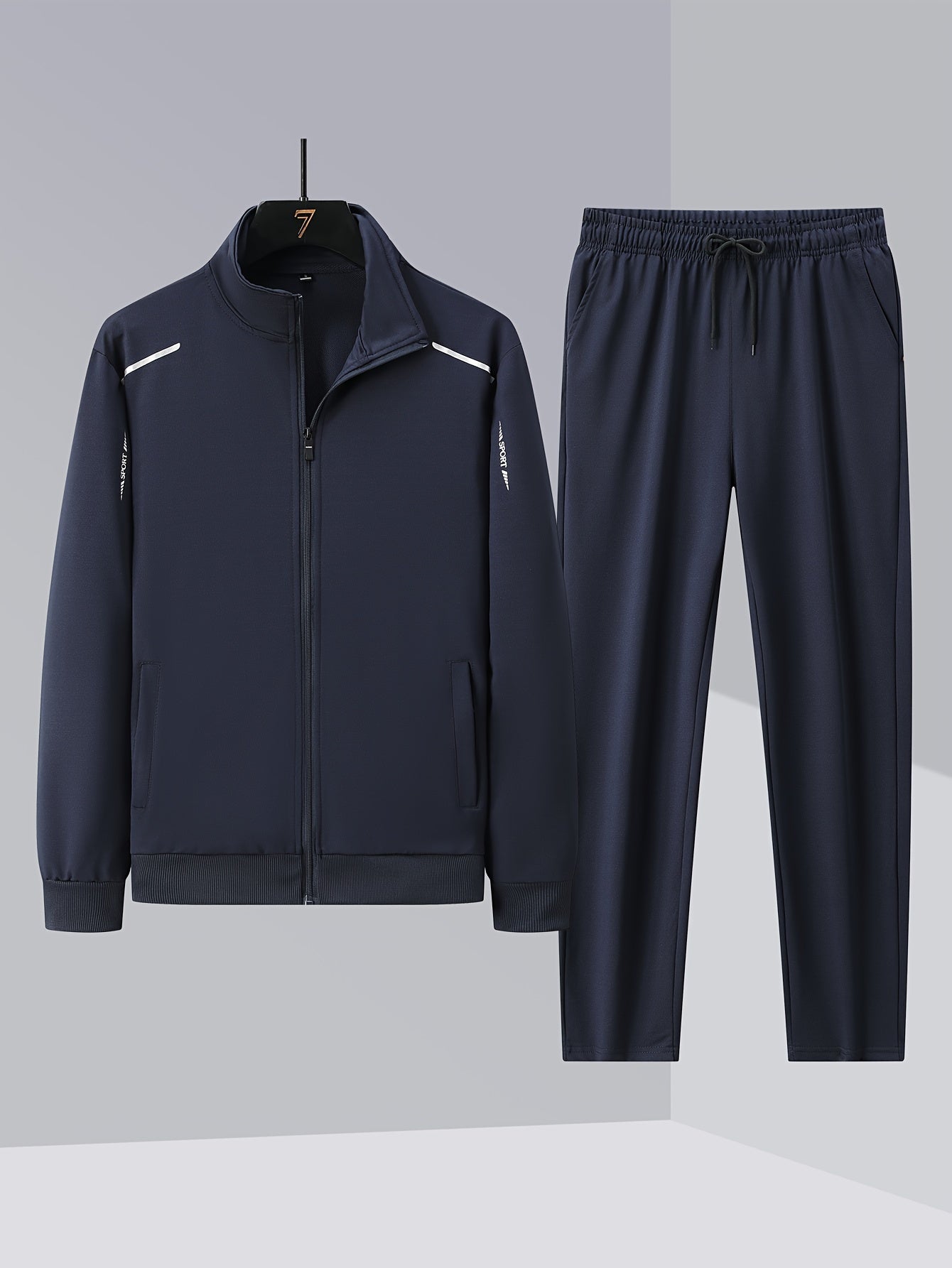 Men's Spring/Fall Stand-Up Collar Sports Cardigan Suit