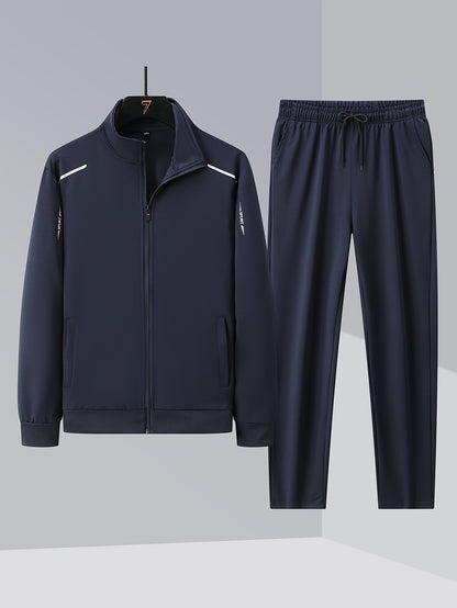 Men's Spring/Fall Stand-Up Collar Sports Cardigan Suit
