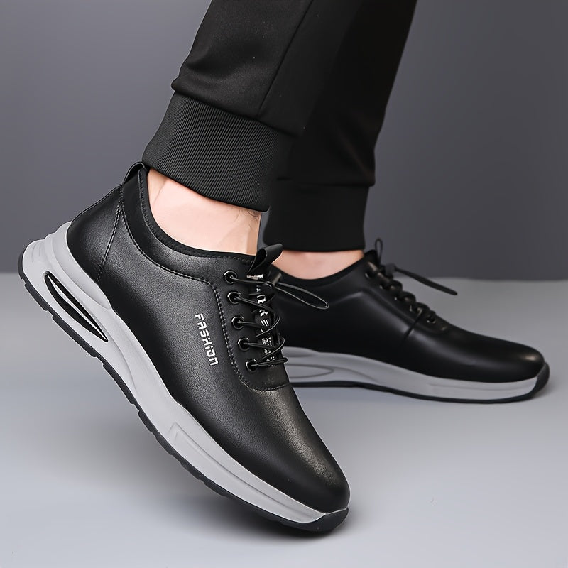 Men's Fashion Sneakers - Lightweight, Breathable Casual Shoes with Soft Rubber Sole, White  Black Design, Comfortable Low-Top Lace-Up Style for Casual Attire