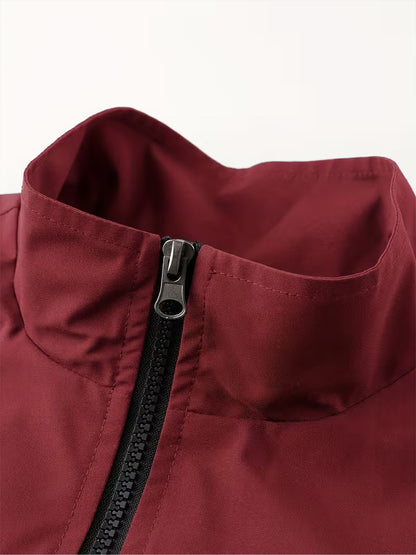 Men's Casual All-Season Stand Collar Polyester Windbreaker