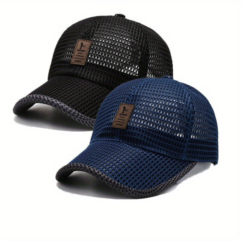 2pcs ediko Mesh Cap with Edge, Summer Mesh Baseball Cap for Men, Truck Driver Mesh Cap, Outdoor Sports Running