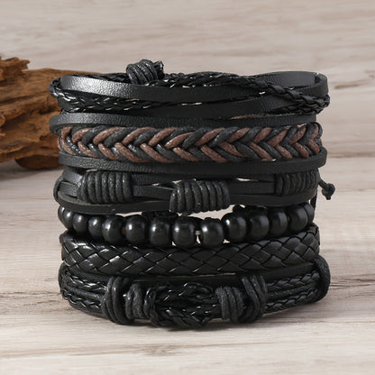 6pcs Vintage Bracelet Weaving Set for Men'S Wristbands