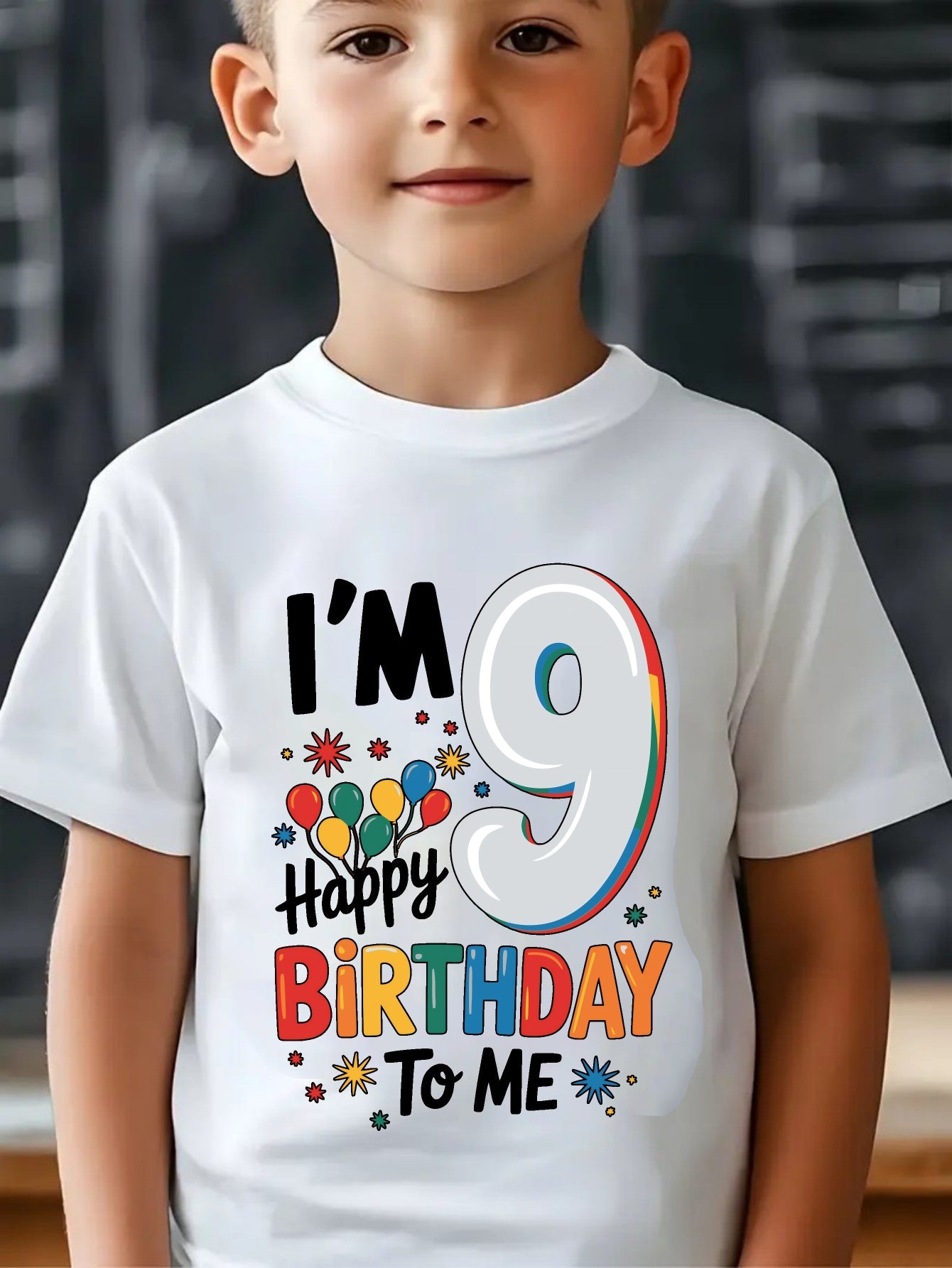Casual Boys' Cotton Happy Birthday T-Shirt, Short Sleeve Summer Top