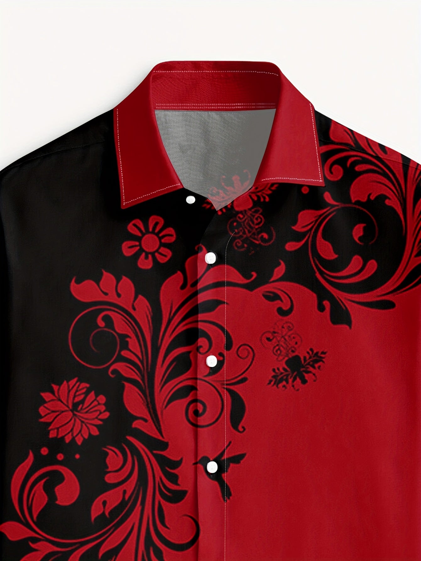 Men'S Casual Floral Print Dress Shirt - Black & White Swirl Design, Button-Up Collar, Long Sleeve, Regular Fit for Spring/Fall, Versatile for Casual & Formal Wear, Spring Fashion, Nonelastic Fabric, Elegant Shirt For Men, Lon