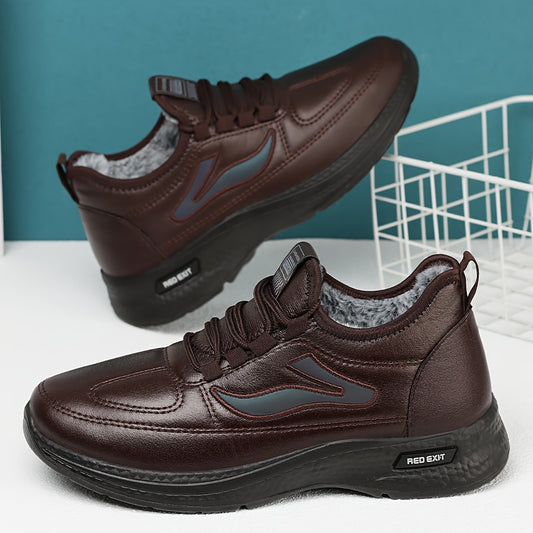 New Winter Men's Versatile Casual Sports Shoes with Fleece Lining, Warm and Comfortable Soft Sole Sneakers