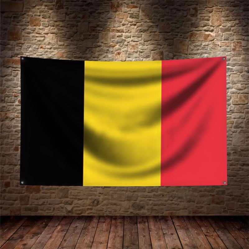 Belgian Flag Banner with 4 Rings for Football Events and Decor