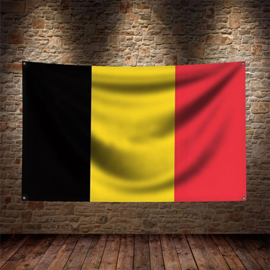 Belgian Flag Banner with 4 Rings for Football Events and Decor - ayq