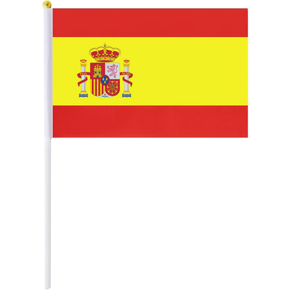 Spanish Handheld Flags 6 or 12-Pack for Sports & Party Decor