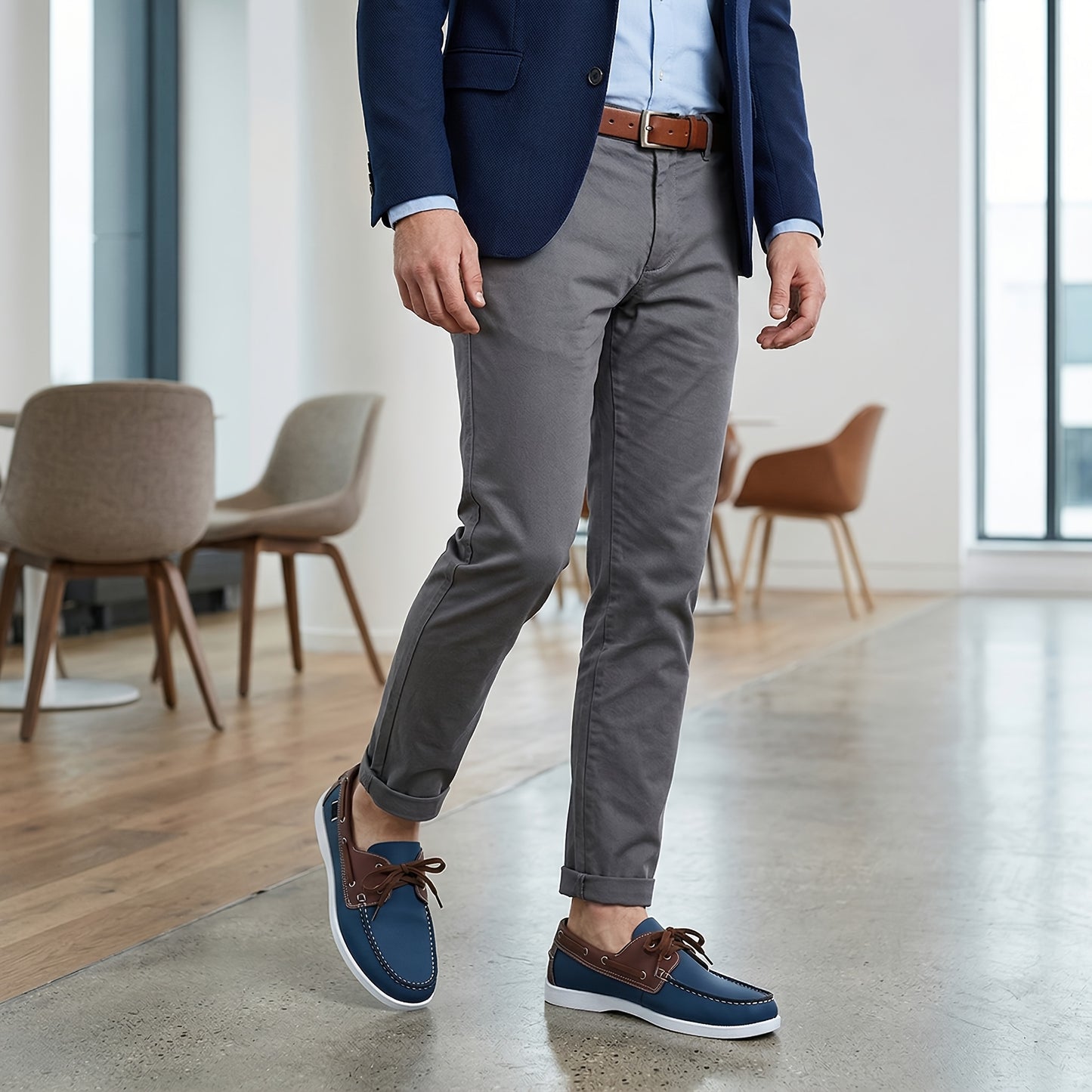 Men's Casual Low-Top Sneakers with PU Upper - All Season