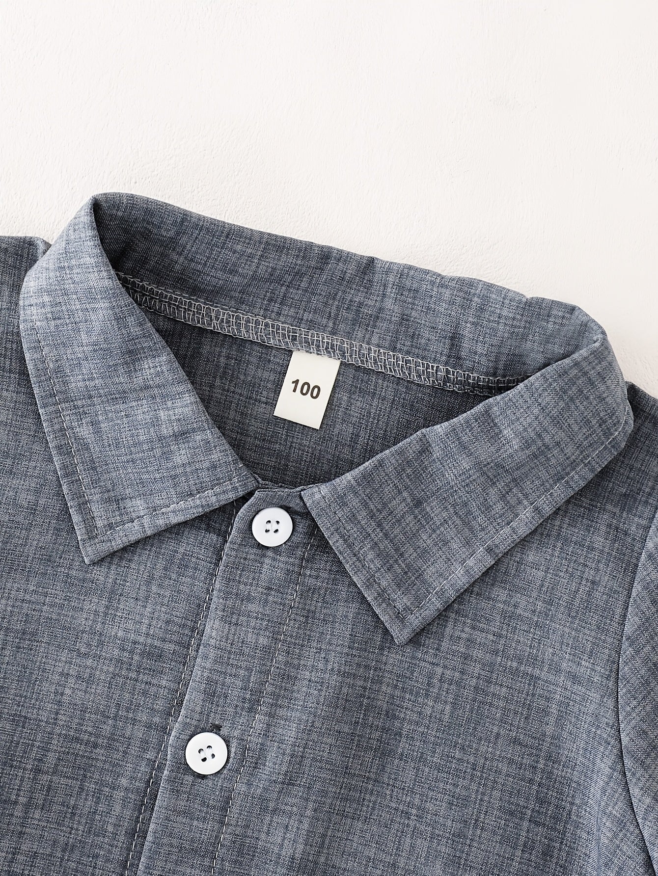 Boys' Summer Button-Up Shirt & Shorts Set - Casual Solid Color