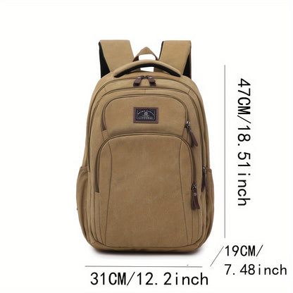 Men's Lightweight Canvas Travel Backpack with Laptop Compartment