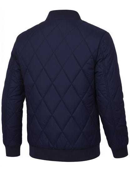 Men's Casual Padded Baseball Collar Coat with Chest Print