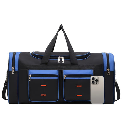 Versatile Large-Capacity Black Nylon Travel Bag for Men & Women - Durable, Adjustable Shoulder Strap, Multi-Compartment Organizer with Front Zipper Pocket - Ideal for Travel, Gym, Yoga, Camping, Work & More, Bags for Travel