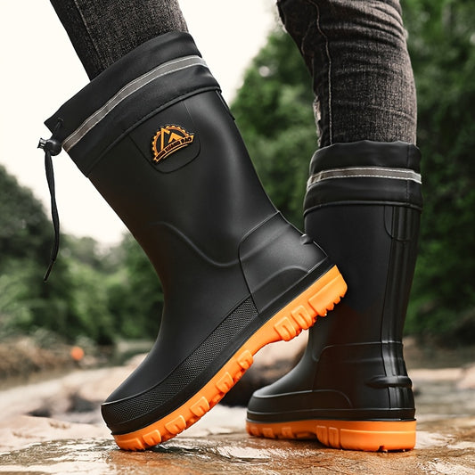 Men's Casual Outdoor Slip-On Rubber Rain Boots for Fall