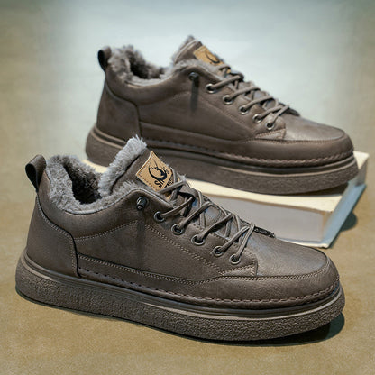 Men'S Winter Hiking Shoes - Cold Weather Traction Outdoors, Lace-Up Ankle Support, Cushioned EVA Insole - Synthetic Faux Upper - All-Terrain Traction for Snow, Ice, Mud - Low-Top Design - Black/Brown - Ideal for Hiking, Urban