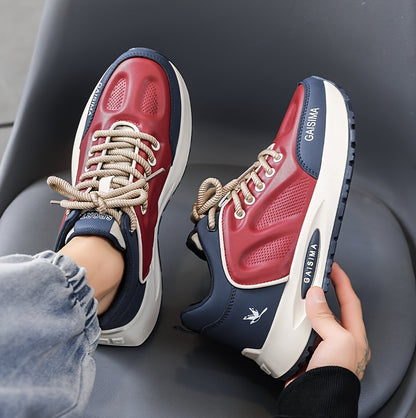 Men's Breathable Casual Sneakers - Trendy Dad Shoes with Thick Sole, Lace-Up, Mid-Top Design for Running  Fashion