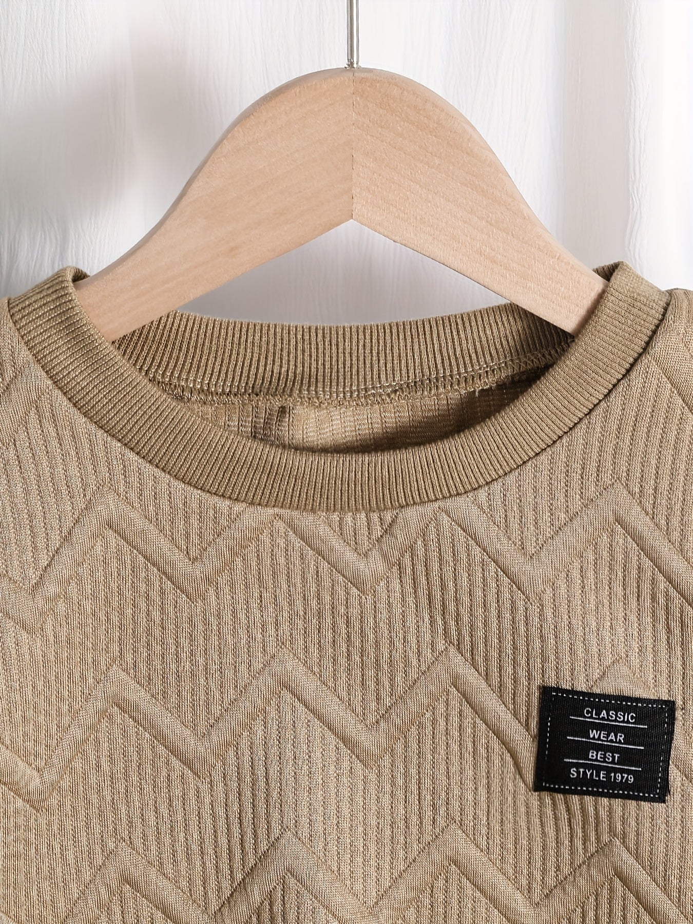 Boys' Casual Sweatshirt with Embossed Stripes for Spring Fall