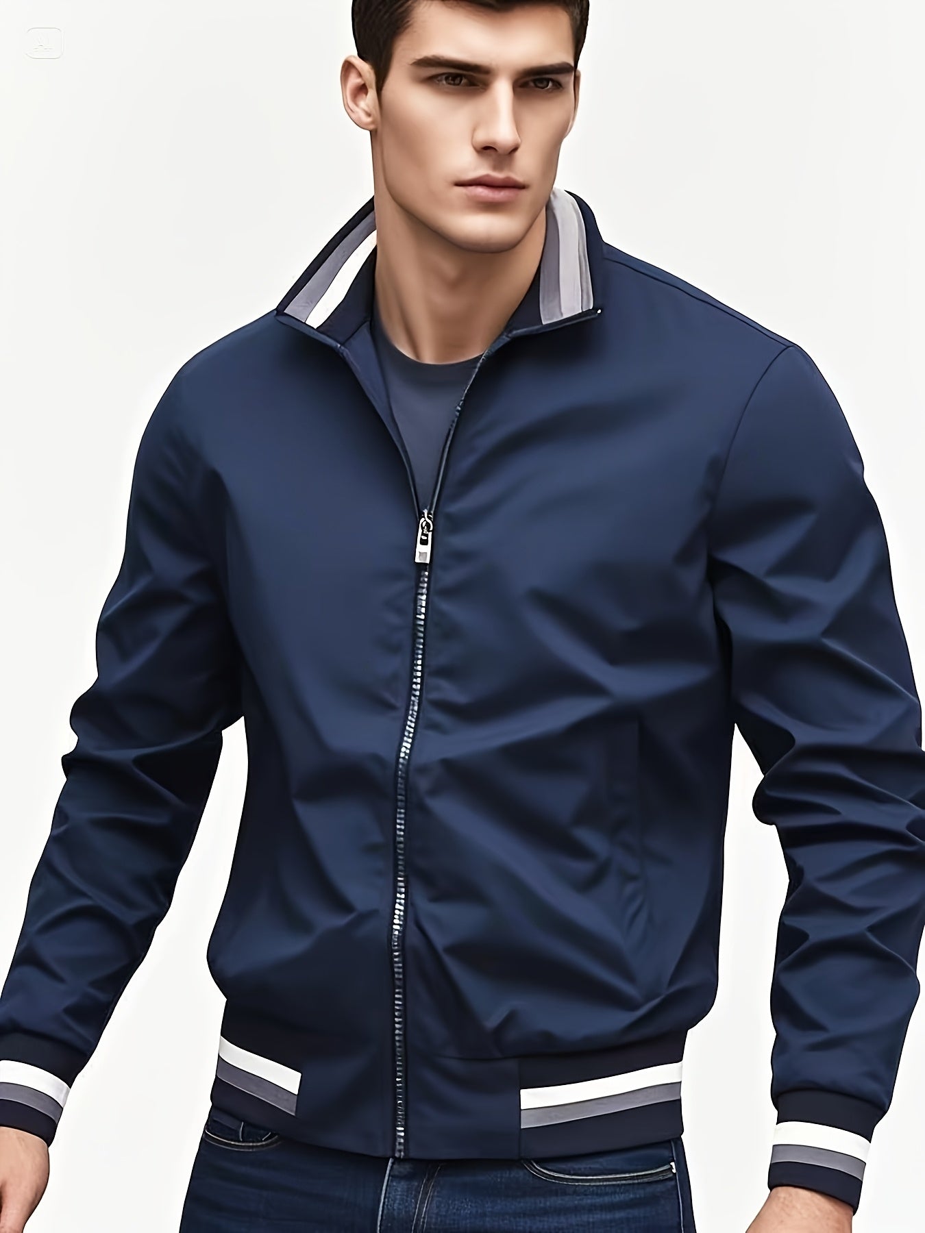 A Men'S Stylish Pilot Jacket, Made of Durable Fabric, Features Classic Striped Details, Perfect for Casual Outings Or Hiking. It Offers a Sense of Confidence And Fashion, Making It an Ideal Gift for Men