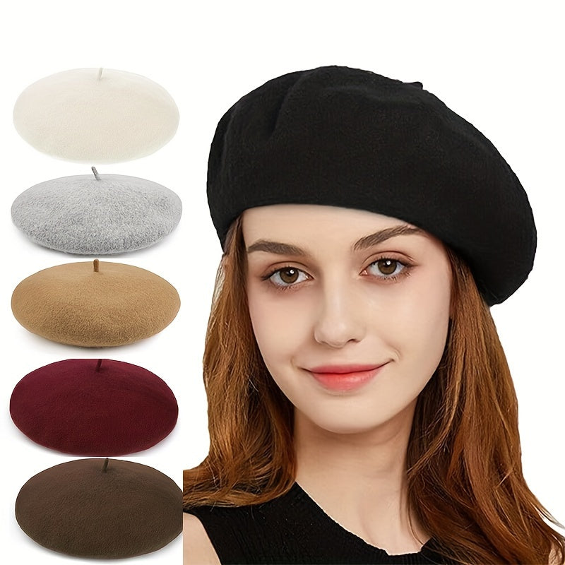 Classic Faux Leather Beret for Autumn and Winter Fashion