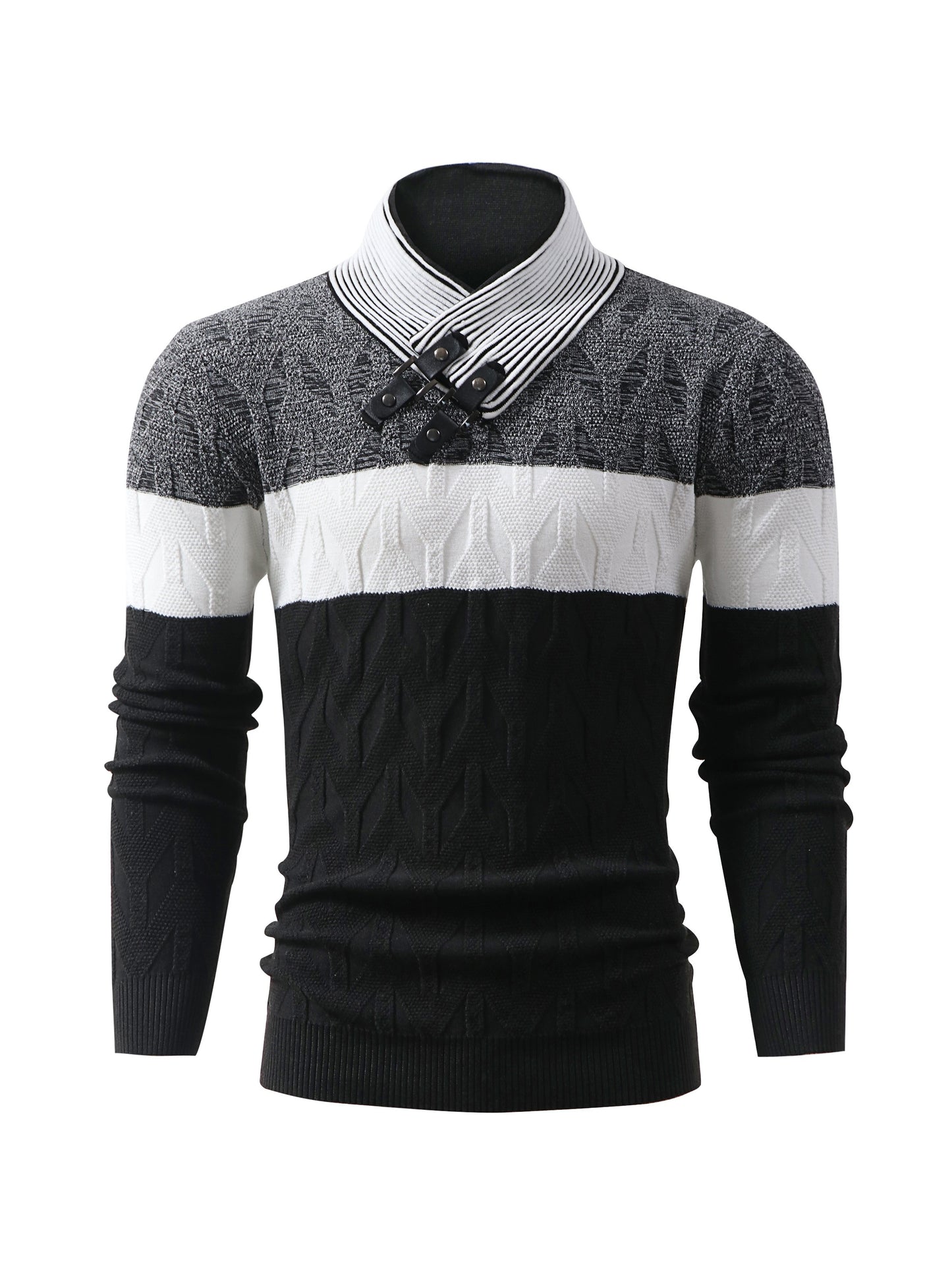 Men'S Fashion Knit Pullover with a Collar for Warmth
