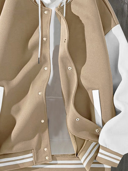 Men's Los Angeles Logo & Greek Letter Jacket - Oversized Loose Fit Baseball Collar Button-Front Coat with Number 27 Back Print, All-Season Casual Sportswear (Hand Washable) - -Themed Outerwear for Fans