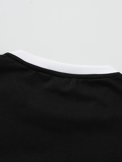 Men'S Casual Slim-Fit T-shirt with White-Edge Color Blocking | Suitable for Daily Outings and Outdoor Activities, Crew Neck, Short Sleeve, Summer Season