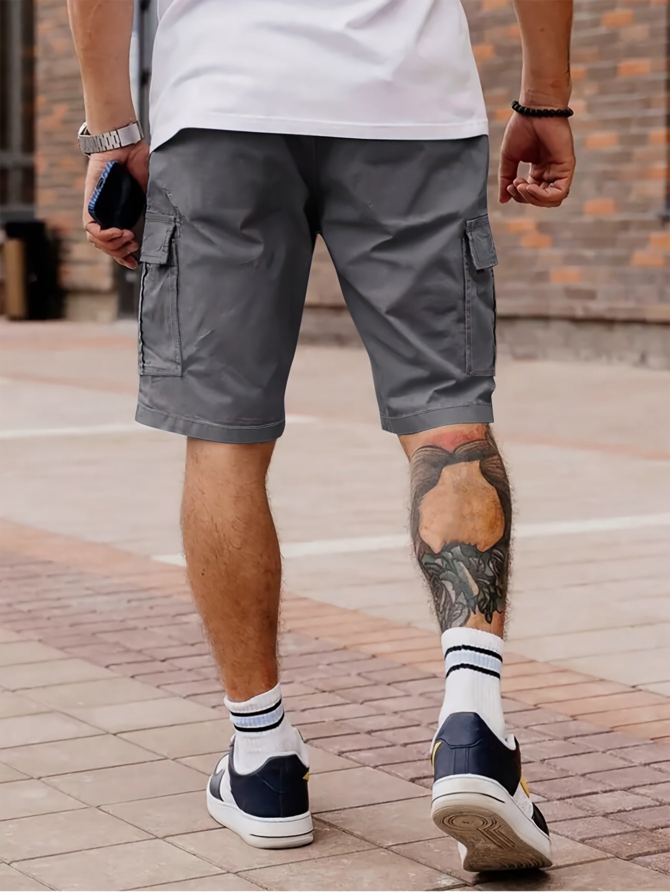 Men's Casual Summer Cargo Shorts with Elastic Waist and Pockets