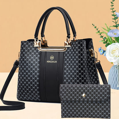 Women’s Stylish Large Capacity Retro Faux Leather Crossbody Set
