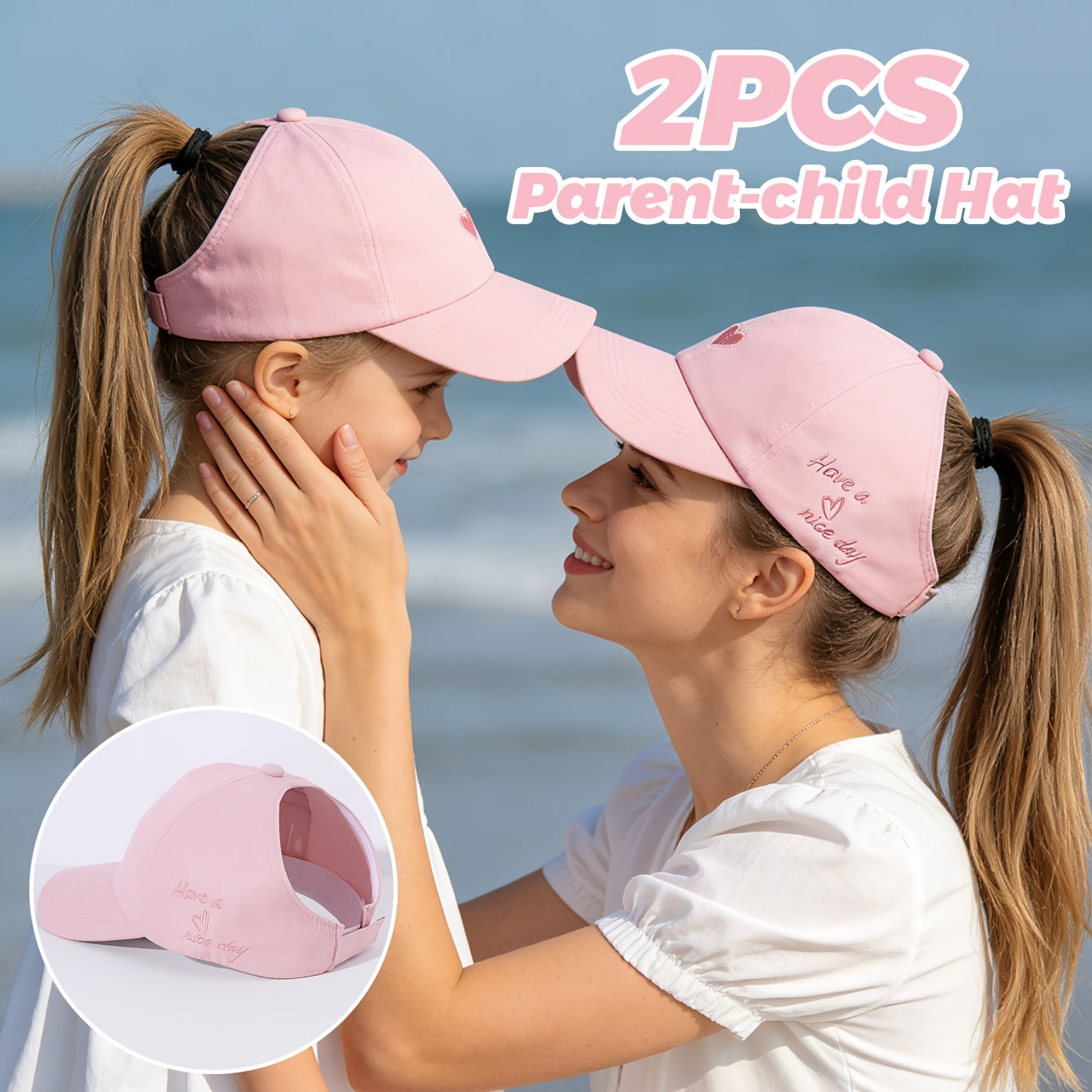 Matching Summer Baseball Caps for Kids, Ponytail Friendly, 2-Pack