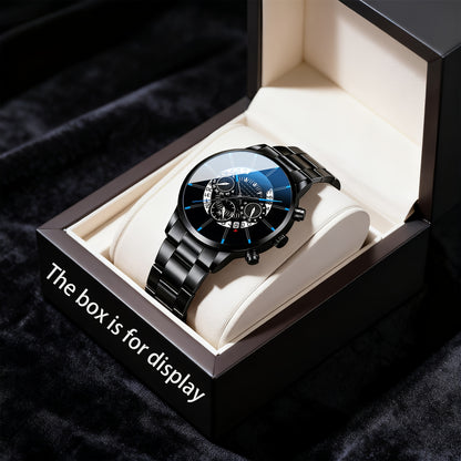 HIKUN 5pcs Men's Luxury Accessory Gift Set - Watch, Wallet, Keychain, Fashion Glasses, Pen Bundle with Zinc Alloy Strap & Quartz Movement Watch - /Anniversary Gift for Him, Dad, Boyfriend (Complete Surprise Set)