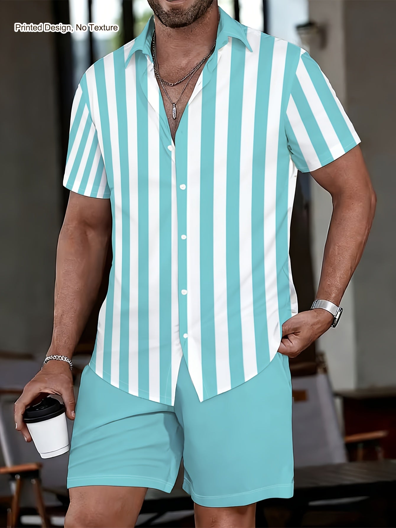 Men's Casual Summer Shirt & Shorts Set with Unique Print