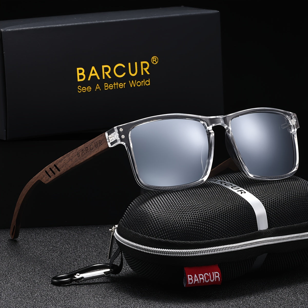 BARCUR Polarized Vintage Wood Sunglasses for Men & Women