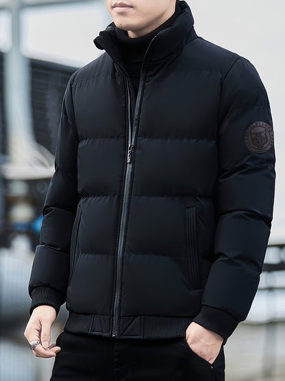 Men'S Stylish Tiger Head Jacket - Black, Red & White, Zip-Up, Stand Collar, Polyester, Casual Outdoor Wear, Casual Winter Wear | Stylish Jacket | Zippered Jacket