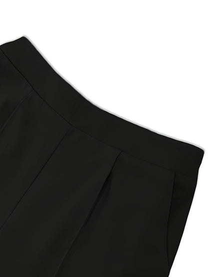 Women's Fashionable Set in Solid Color Top with Straight-Leg Pants, 2pcs Set for Elegant Style