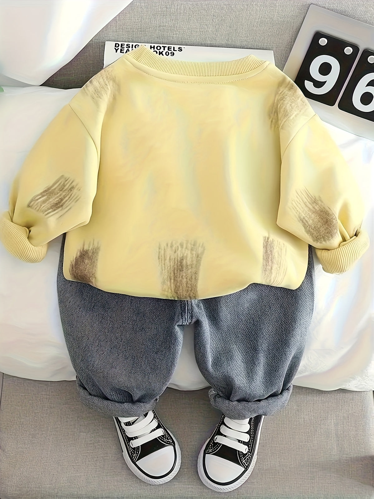 Boys' Casual Cotton Blend Sweatshirt & Denim Pants Set for Spring/Fall - ayq
