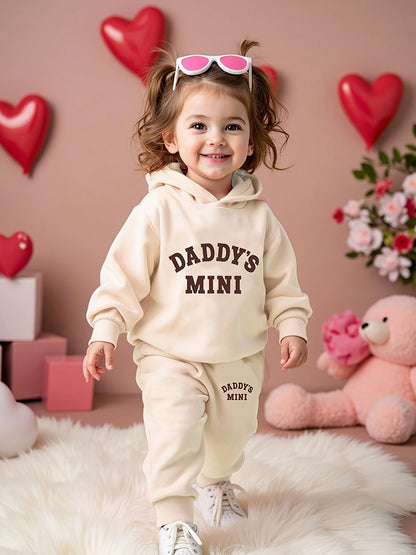 Baby Girl Fall Winter Hooded Fleece Sweatshirt and Pants Set