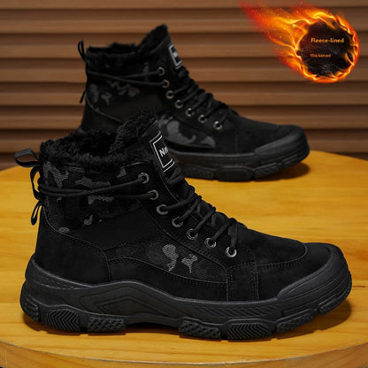 Men'S Winter Snow Boots - Thick Insulated Ankle Boots with Lace-Up Closure, Non-Slip PVC Sole - / - Cold Weather Shoes for Hiking, Outdoor
