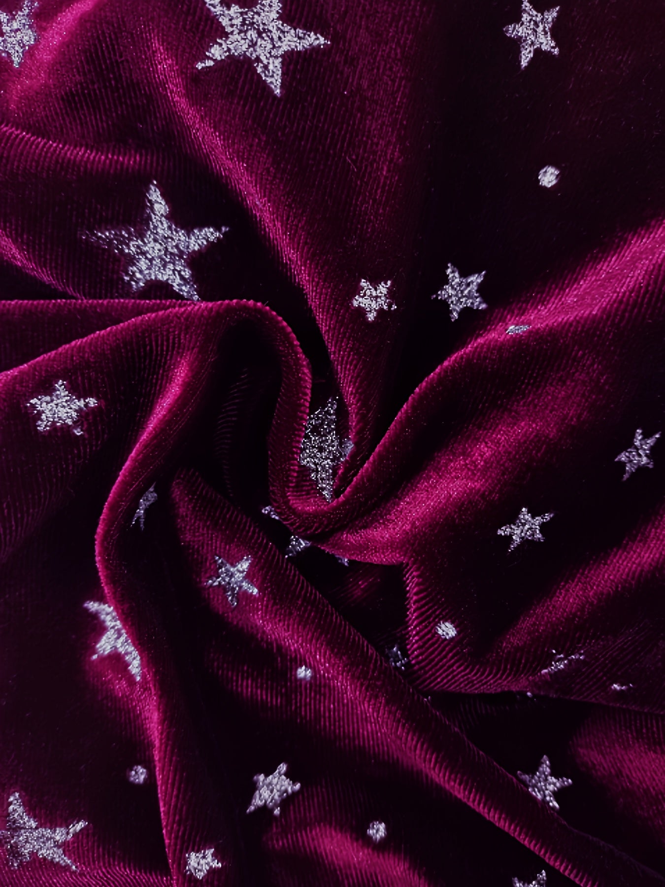 Autumn Winter Fashion Velvet Silvery Star Twist Knot Long Sleeve Vacation Elegant v-neck Dress, Elegant Evening Wear, Festive Occasion Wear, Stylish Knot Detail, Premium Material, Highquality Stitching, Kneelength Dress, Body