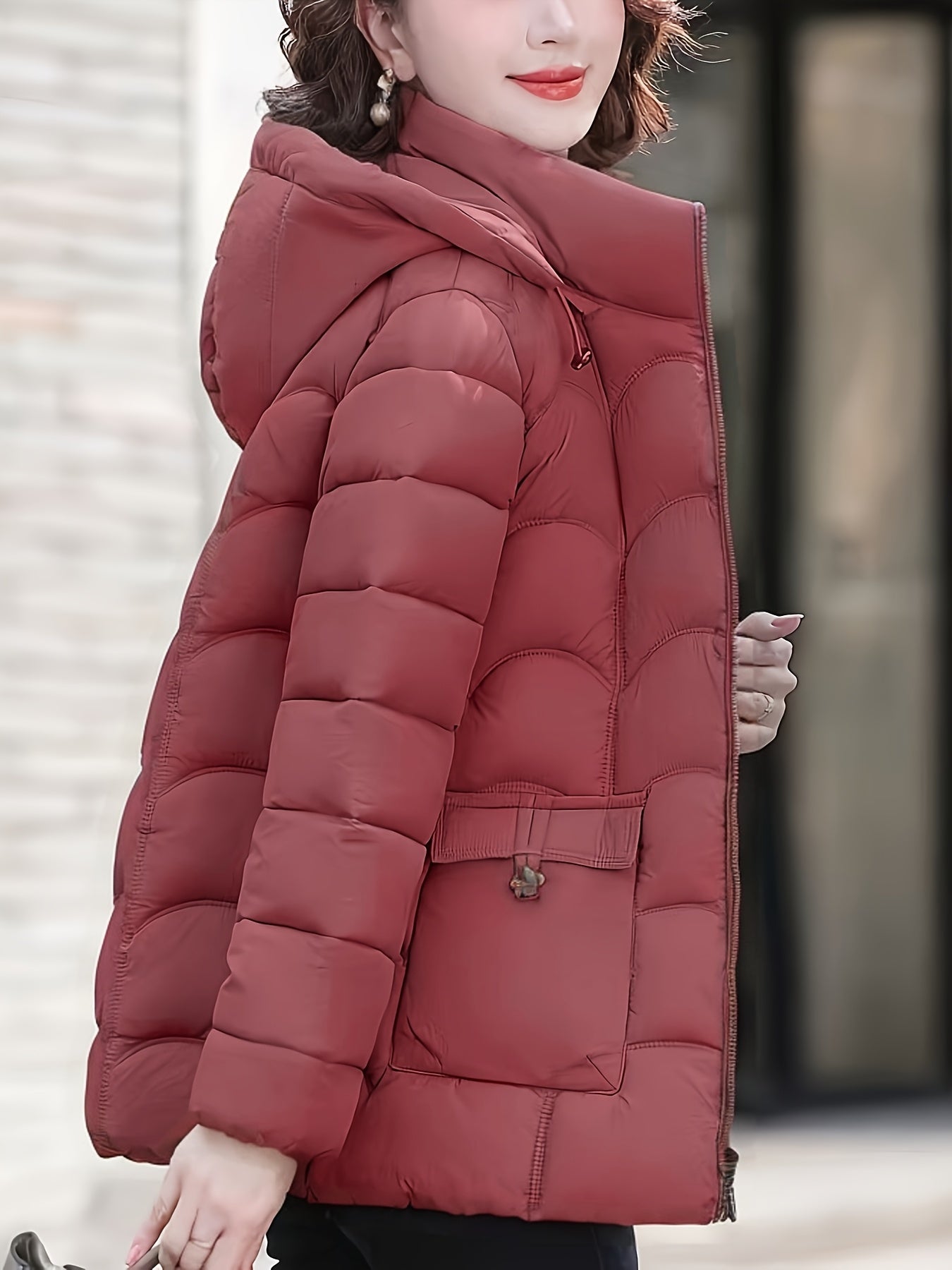 Women'S Elegant Winter Coat - Lightweight Thermal Jacket with Full-Zip Front, Long Sleeve Cold Weather Outerwear for Everyday & Formal Events - All-Season, Machine Washable Women'S Clothing, Ladies Winter Coats, Geometric Pat