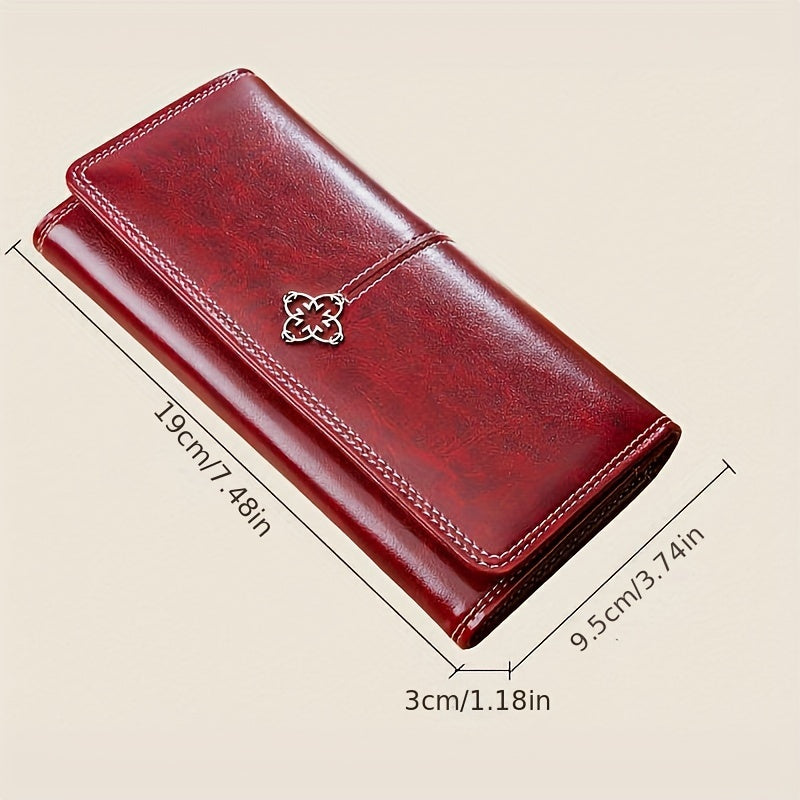 hour Women's Vintage -Korean Style Wallet - Long Wallet with Clasp Closure, Multi-Card Holder (Cash/credit), Slim Envelope Design Handbag, for daily Use, Professional & Special Events - Ladies Purse