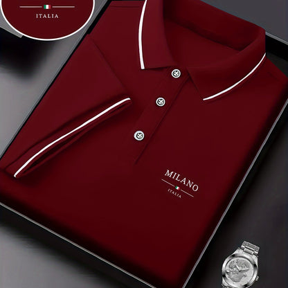 Men'S Stylish Polo Shirt with Milan Print, Perfect for Summer Sports And Casual Outings - ayq