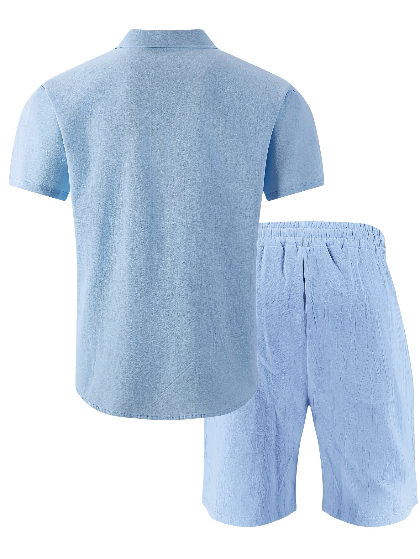 Men's Summer Linen Short Sleeve Shirt & Shorts Set