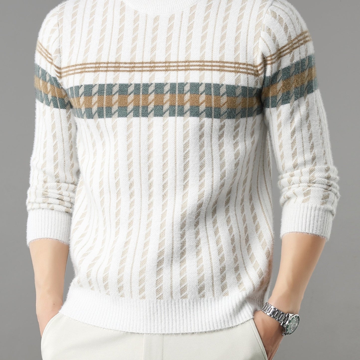 Men'S Stylish Thick Knit Sweater for Autumn And Winter, a New Casual Pullover for Warmth