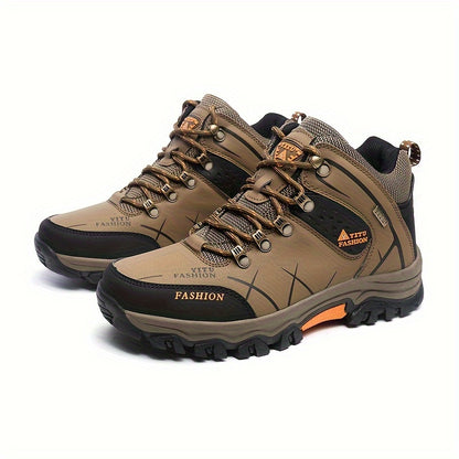 Men's High Top Hiking Shoes, Comfy Non Slip Durable Lace Up Sneakers For Men's Outdoor Activities, Winter & Autumn