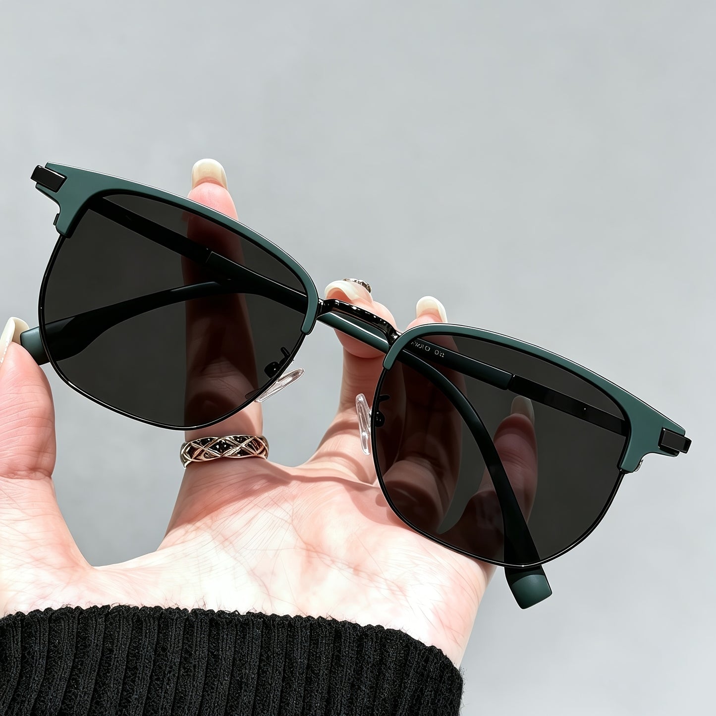 Vintage Semi-Rimless Square Browline Eyeglasses Unisex