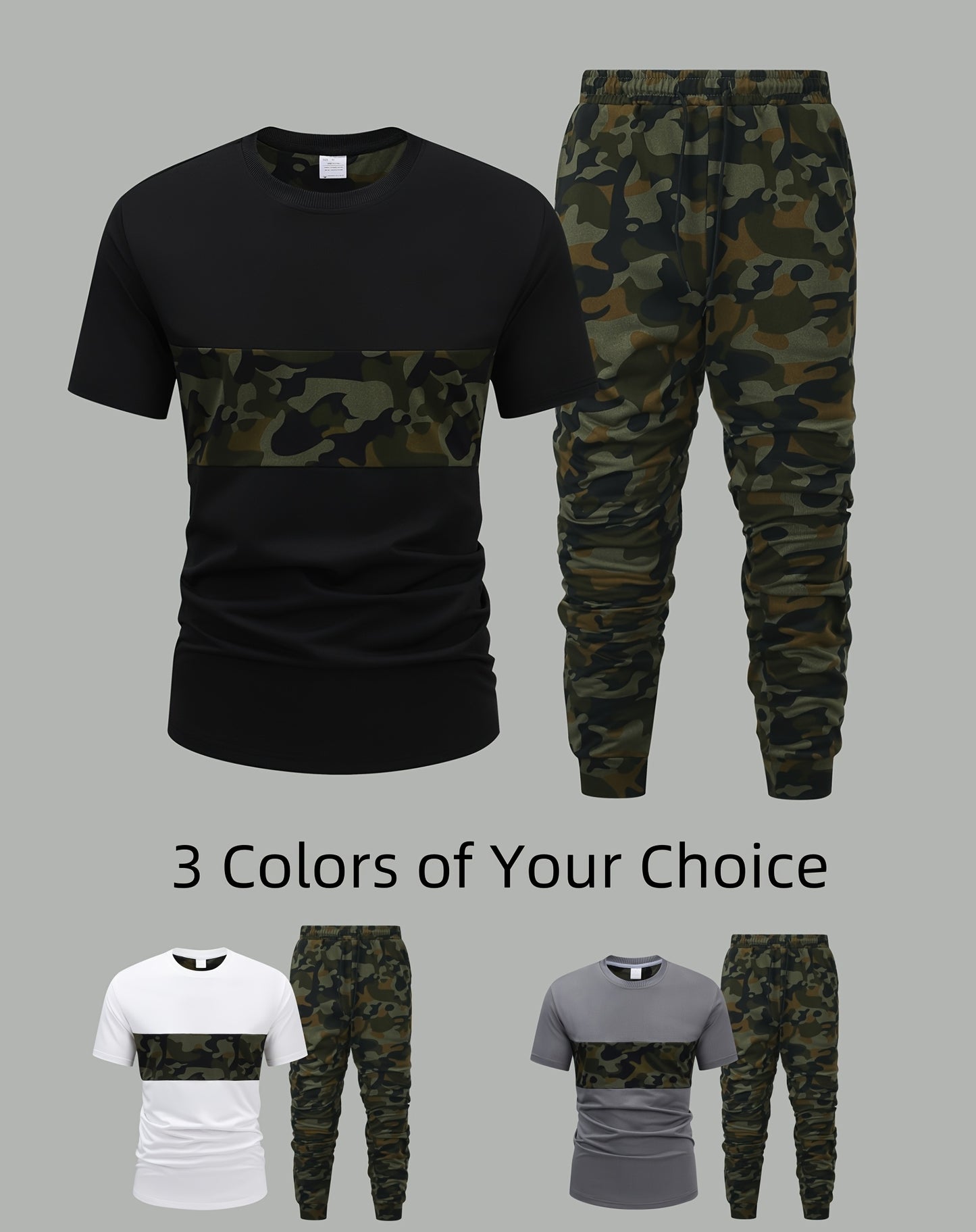 Men'S Camouflage Short Sleeve T-Shirt & Pants Set - Breathable, Quick-Dry Knit Fabric, Casual Style, Regular Fit, Ideal for Outdoor Activities, Hiking, and Fishing, Outdoor Clothing | Casual Style | Comfortable Fit