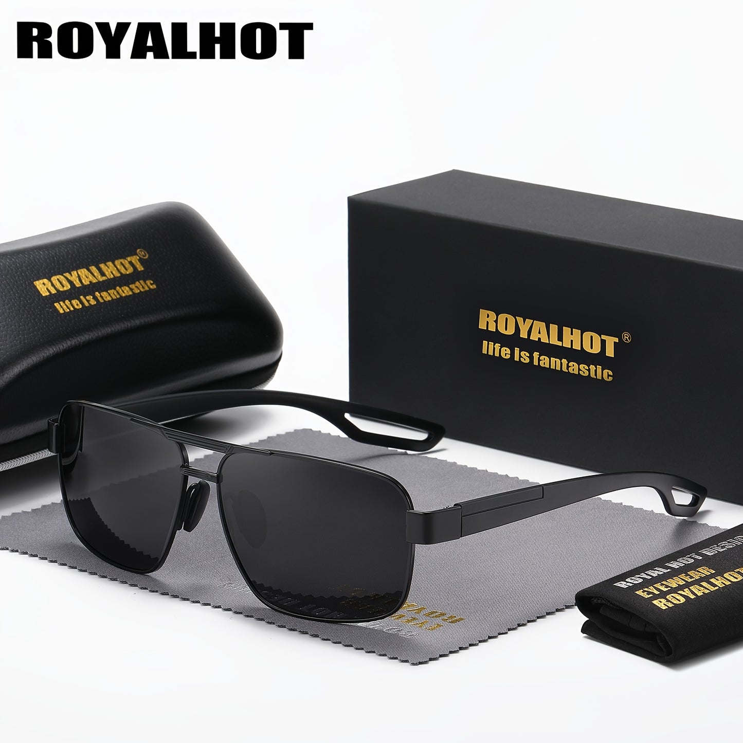 Unisex Lightweight Rectangular Polarized Sunglasses with UV400 Protect
