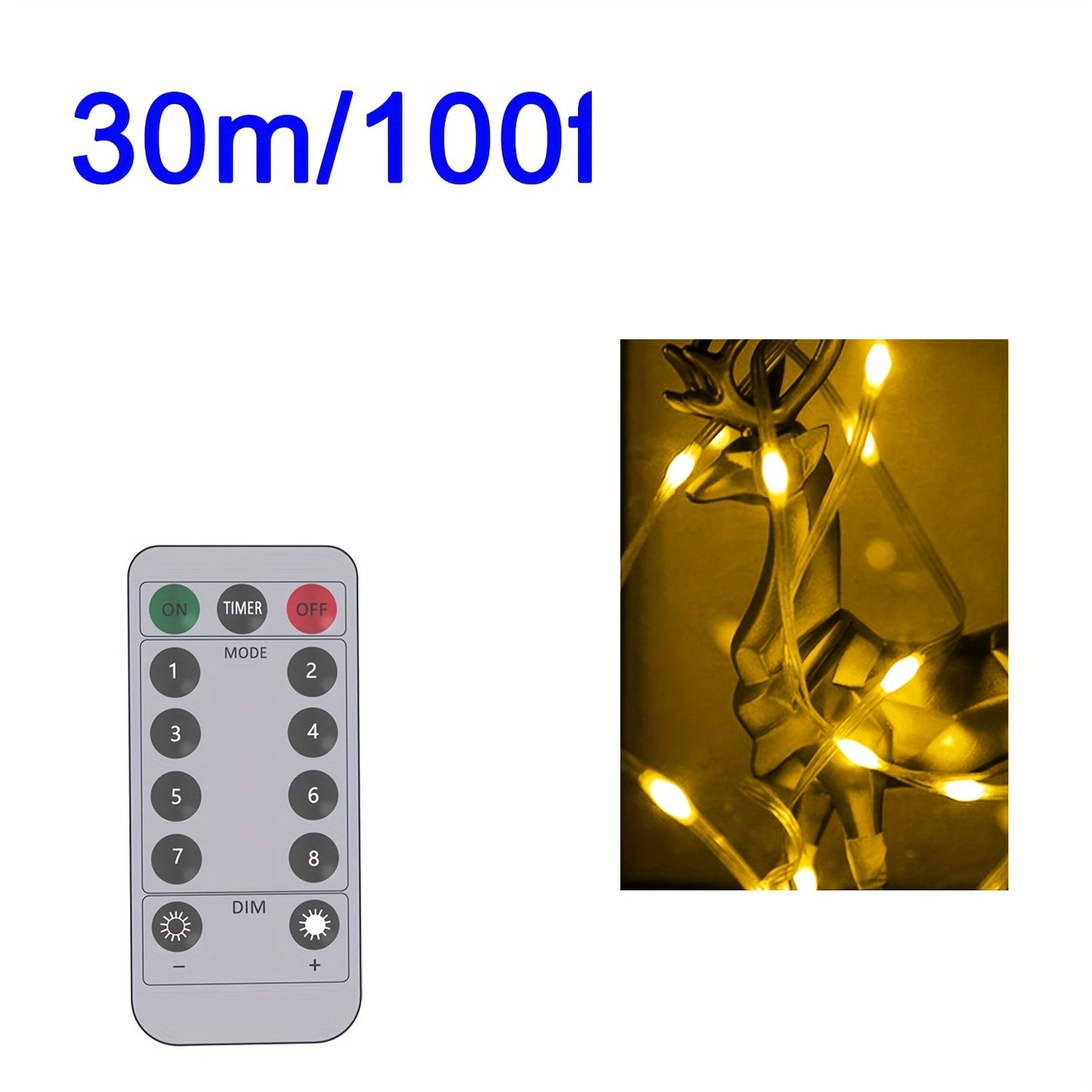 USB-Powered LED Fairy Tale String Lights - Outdoor/Indoor Dimmable Fairy Lights with Remote Control, Yellow Glow Effect, for Halloween, Christmas, Weddings, Parties - Durable Plastic Wire Garland Decorations